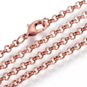 Antique Copper 18" 45cm Long Round 3mm Rolo Link Chain Necklace